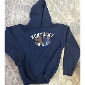 Vtg Kentucky '92 Wild Cats Dark Royal Hoodie In Excellent Condition SZ Large